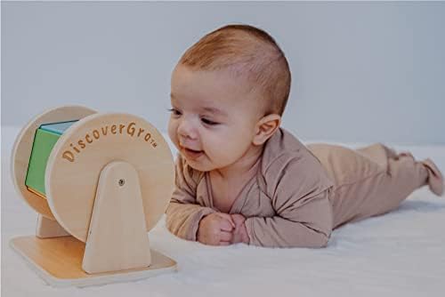 Discovergro מונטסורי מעץ קשת תוף צעצוע מסתובב | צעצוע תינוק מונטסורי 3 חודשים - בן שנתיים + | צעצועים